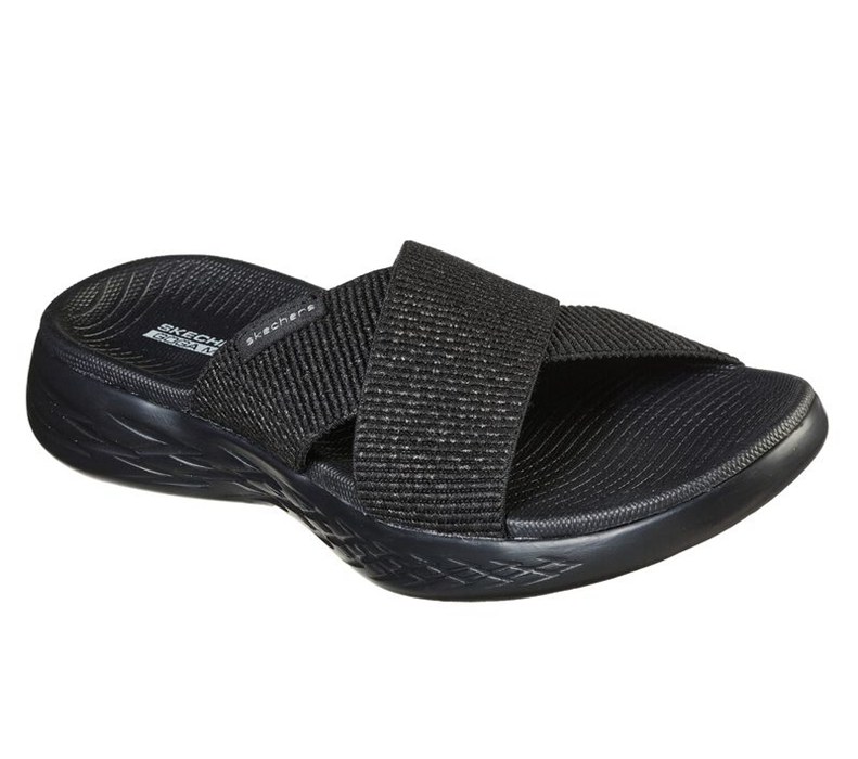 Skechers Dam Svarta Badtofflor - On The Go 600 - Glistening - Sverige (VOUYB-6412)